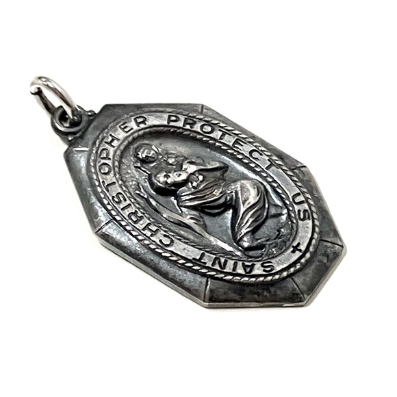 Vintage St. Christopher Theda Sterling Pendant - Picture 4 of 5